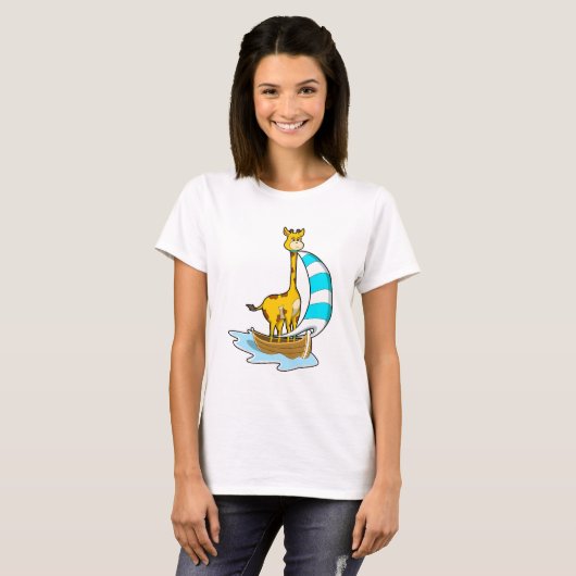 Giraffe mit Segelboot T-Shirt (Vorne ganz)