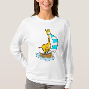 Giraffe mit Segelboot T-Shirt