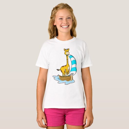 Giraffe mit Segelboot T-Shirt (Vorne ganz)