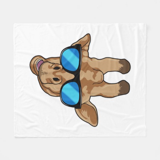 Giraffe mit Sonnenbrille Fleecedecke (Vorderseite (Horizontal))