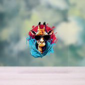 Giraffe mit Sonnenbrille, helle Farben Acrylschild (Neutral)