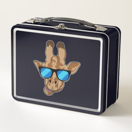 Giraffe mit Sonnenbrille Metall Brotdose (Vorderseite)