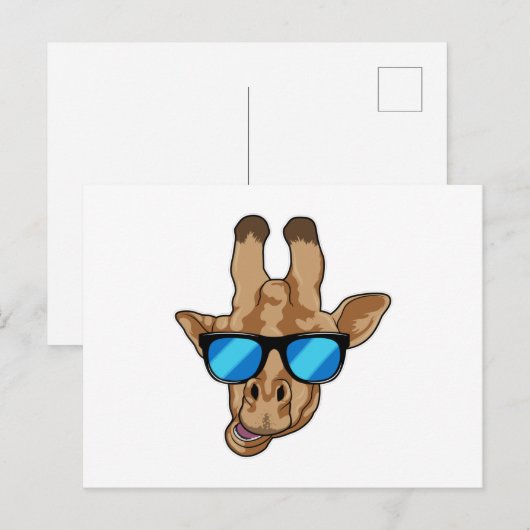 Giraffe mit Sonnenbrille Postkarte (Vorne/Hinten)