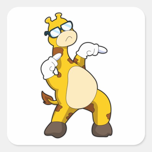 Giraffe mit Sonnenbrille Quadratischer Aufkleber (Vorderseite)