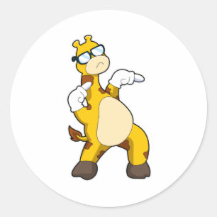 Giraffe mit Sonnenbrille Runder Aufkleber