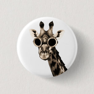 Giraffe mit Steampunk Sonnenbrille-Schutzbrillen Button