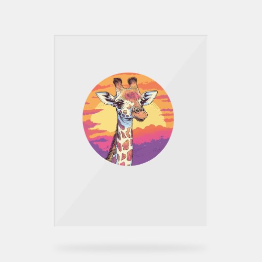 Giraffe mit Sunset Safari Vibes Art Acrylschild (Vorderseite)