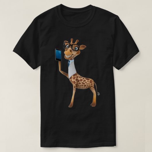 Giraffe mit Telefon T-Shirt (Design vorne)