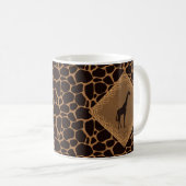 Giraffe mit Tierdruck-Hintergrund Kaffeetasse (VorderseiteRechts)