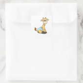Giraffe mit Unterhosen Quadratischer Aufkleber (Tasche)