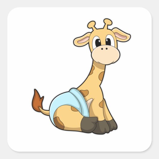 Giraffe mit Unterhosen Quadratischer Aufkleber (Vorderseite)