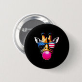 Giraffe mit US Gles and Bubblegum 4. Juli Button (Vorne & Hinten)