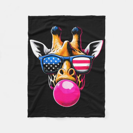 Giraffe mit US Gles and Bubblegum 4. Juli Fleecedecke (Vorderseite)