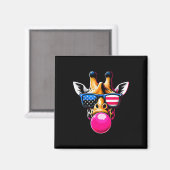 Giraffe mit US Gles and Bubblegum 4. Juli Magnet (Vorderseite/Rückseite)