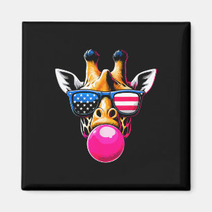 Giraffe mit US Gles and Bubblegum 4. Juli Magnet