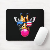 Giraffe mit US Gles and Bubblegum 4. Juli Mousepad (Mit Mouse)