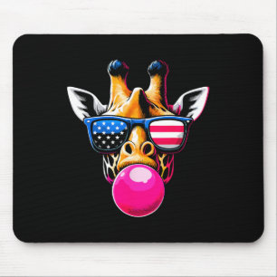 Giraffe mit US Gles and Bubblegum 4. Juli Mousepad