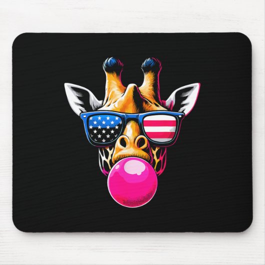 Giraffe mit US Gles and Bubblegum 4. Juli Mousepad (Vorne)