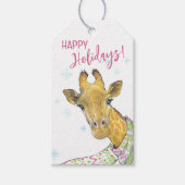 Giraffe mit Weihnachtsschal Niedliche lustige Tier Geschenkanhänger (Vorderseite)