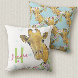 Giraffe mit Weihnachtsschal Niedliche lustige Tier Kissen