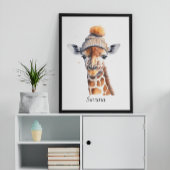 Giraffe mit Winterhut, individualisierbares Poster