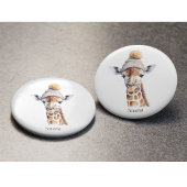 Giraffe mit Winterhut, individualisierbares Poster Button