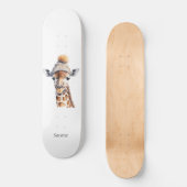 Giraffe mit Winterhut, individualisierbares Poster Skateboard (Vorderseite)