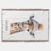 Giraffe mit Wintermütze individuell anpassbar Decke (Vorderseite)