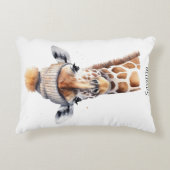 Giraffe mit Wintermütze individuell anpassbar Dekokissen (Vorderseite)