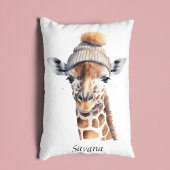 Giraffe mit Wintermütze individuell anpassbar Dekokissen