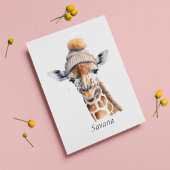Giraffe mit Wintermütze individuell anpassbar Karte