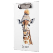 Giraffe mit Wintermütze individuell anpassbar Klemmbrett (Links)