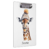 Giraffe mit Wintermütze individuell anpassbar Klemmbrett (Rechts)