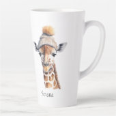 Giraffe mit Wintermütze individuell anpassbar Milchtasse (Rechts)