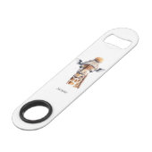 Giraffe mit Wintermütze individuell anpassbar Speed Flaschenöffner (Rückseite Schrägansicht)