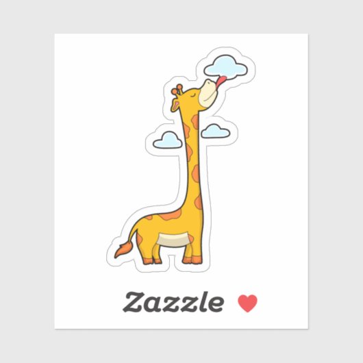Giraffe mit Wolken Aufkleber (Blatt)