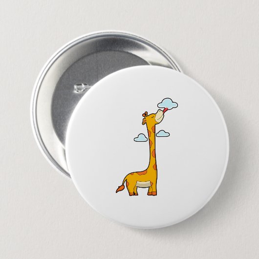 Giraffe mit Wolken Button (Vorne & Hinten)