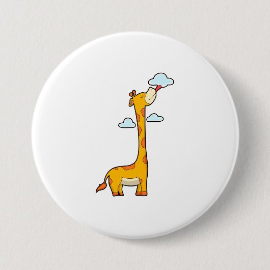 Giraffe mit Wolken Button (Vorderseite)
