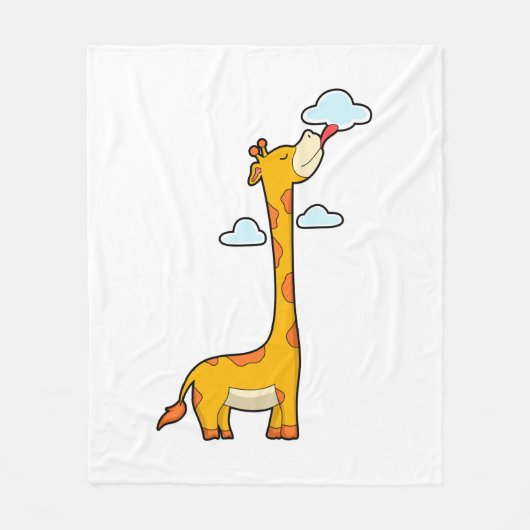 Giraffe mit Wolken Fleecedecke (Vorderseite)