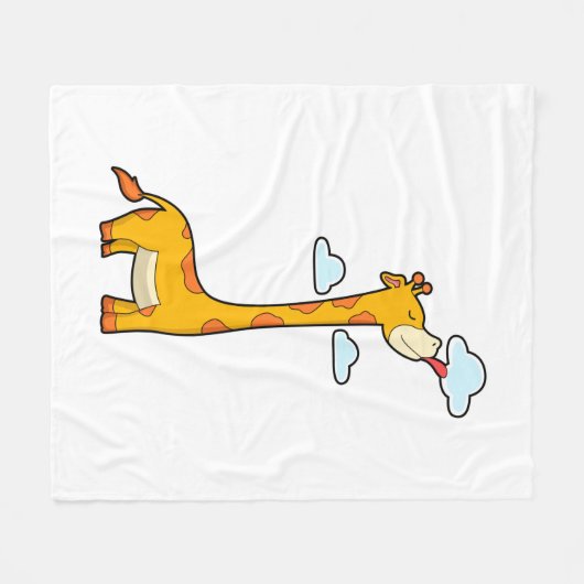 Giraffe mit Wolken Fleecedecke (Vorderseite (Horizontal))
