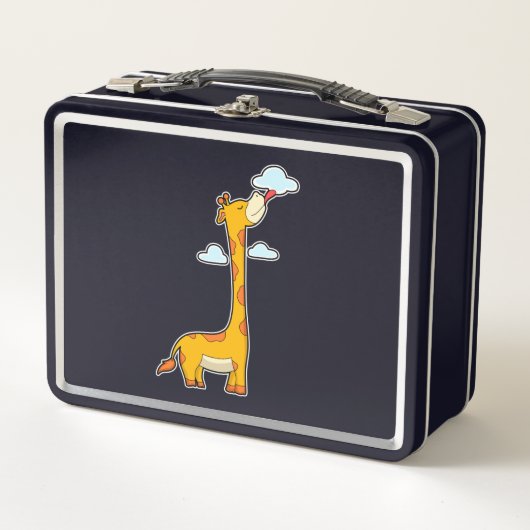 Giraffe mit Wolken Metall Brotdose (Vorderseite)
