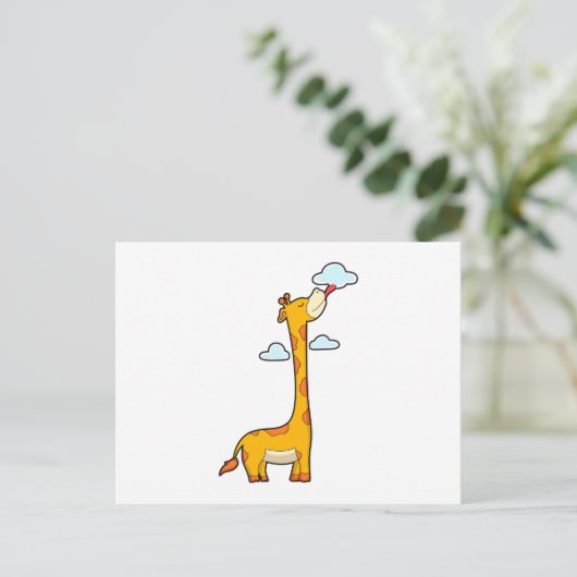 Giraffe mit Wolken Postkarte (Stehend Vorderseite)