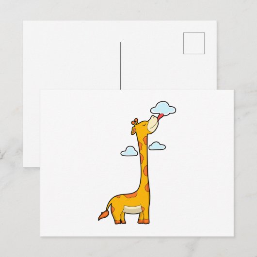 Giraffe mit Wolken Postkarte (Vorne/Hinten)
