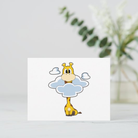 Giraffe mit Wolken Postkarte (Stehend Vorderseite)