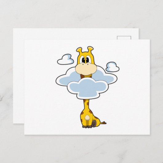 Giraffe mit Wolken Postkarte (Vorne/Hinten)