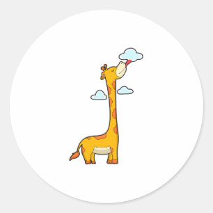 Giraffe mit Wolken Runder Aufkleber