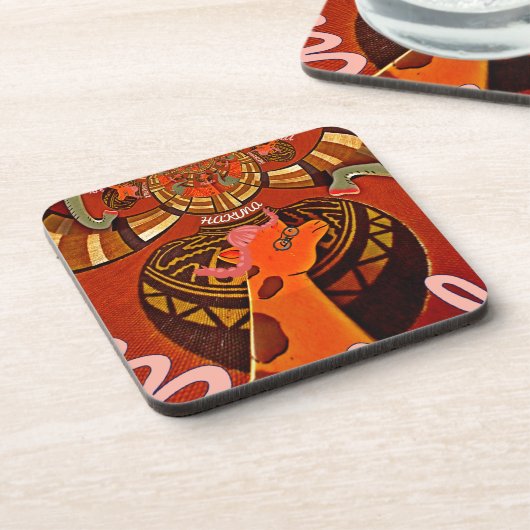 Giraffe mit zwei Ponytails Kunst Getränkeuntersetzer (Linke Seite)