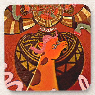 Giraffe mit zwei Ponytails Kunst Getränkeuntersetzer