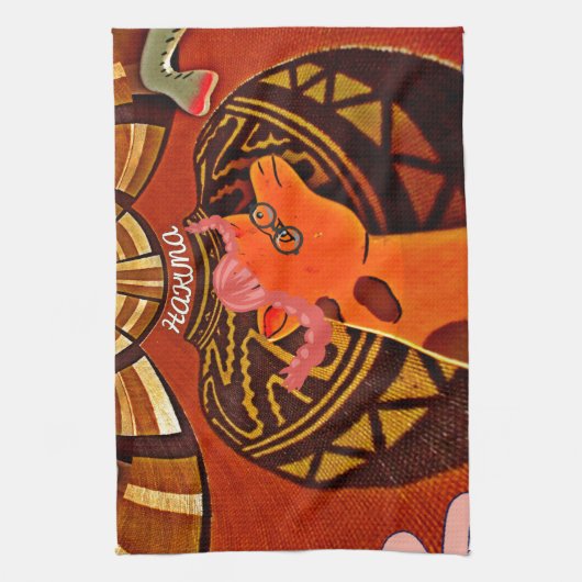 Giraffe mit zwei Ponytails Kunst Handtuch (Vertikal)