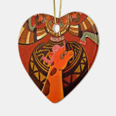 Giraffe mit zwei Ponytails Kunst Keramikornament (Links)